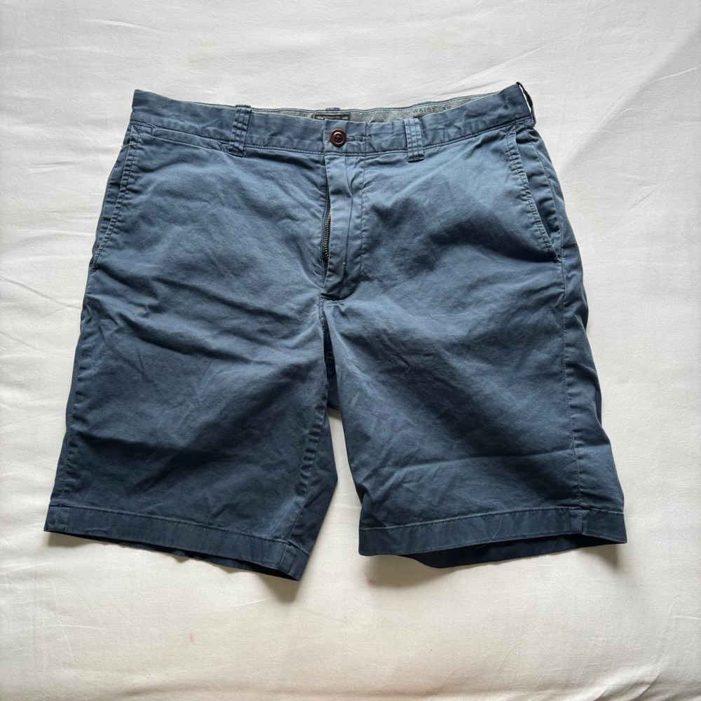 J.Crew Stretch Chino Shorts Mens 32 Navy Blue Flat Front Casual Walking Shorts